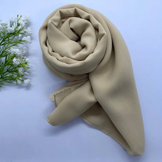 Soft and smooth vanilla beige Premium Non-Slip Chiffon Hijab for Everyday Wear in Elegant Matte Finish