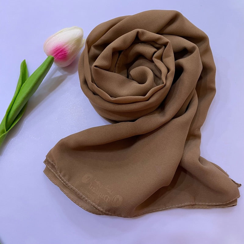 Soft and smooth wood brown Premium Non-Slip Chiffon Hijab for Everyday Wear in Elegant Matte Finish