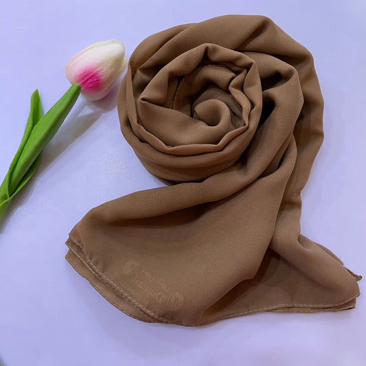 Soft and smooth wood brown Premium Non-Slip Chiffon Hijab for Everyday Wear in Elegant Matte Finish