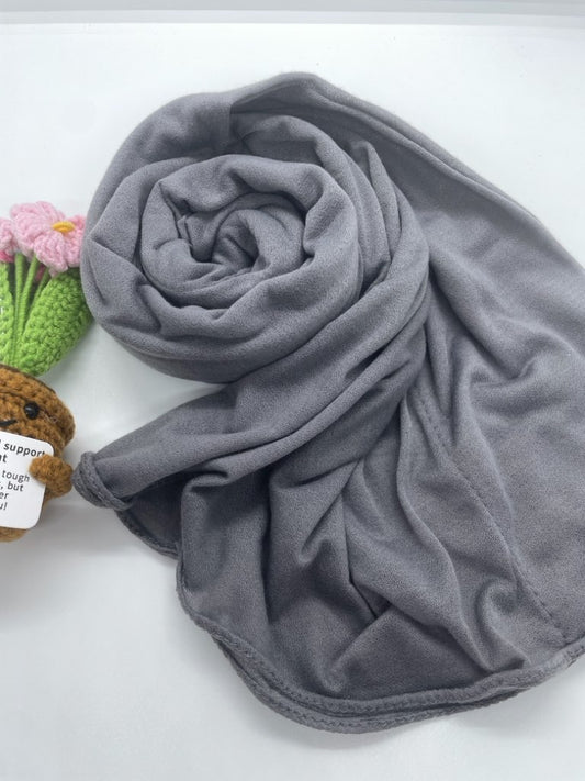 Shash Turkey-Kuwaiti Hijab with Front Fold - Medium Gray