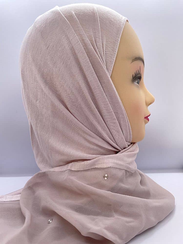 Cotton Hijab With Half Chiffon Strass