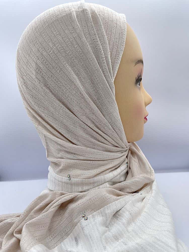 Cotton Lulua Hijab-Half white Strass